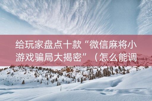 给玩家盘点十款“微信麻将小游戏骗局大揭密”（怎么能调好牌)