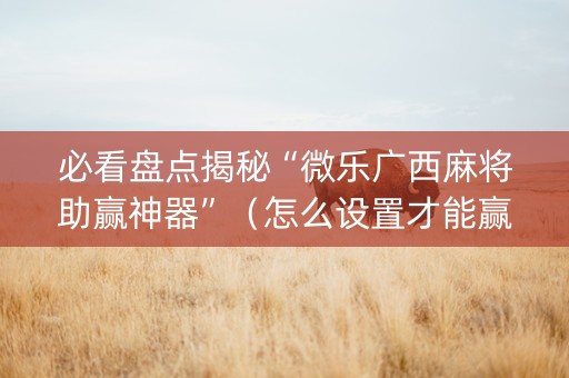 必看盘点揭秘“微乐广西麻将助赢神器”（怎么设置才能赢)