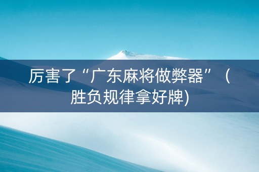 厉害了“广东麻将做弊器”（胜负规律拿好牌)