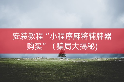 安装教程“小程序麻将辅牌器购买”（骗局大揭秘)