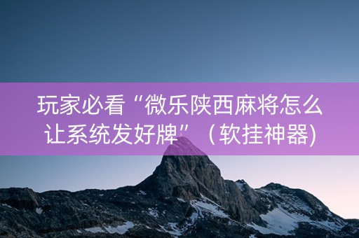 玩家必看“微乐陕西麻将怎么让系统发好牌”（软挂神器)