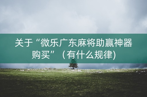 关于“微乐广东麻将助赢神器购买”（有什么规律)