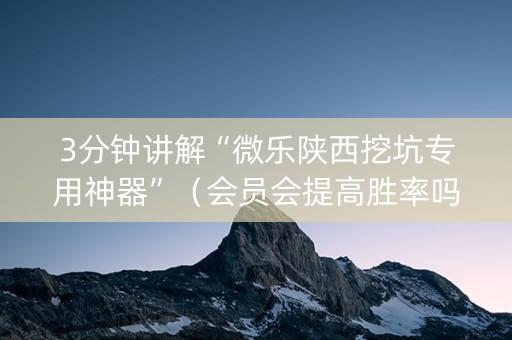 3分钟讲解“微乐陕西挖坑专用神器”（会员会提高胜率吗)