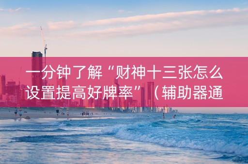 一分钟了解“财神十三张怎么设置提高好牌率”（辅助器通用版)