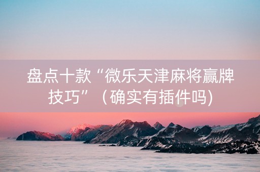 盘点十款“微乐天津麻将赢牌技巧”（确实有插件吗)