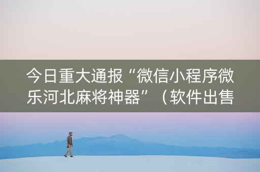 今日重大通报“微信小程序微乐河北麻将神器”（软件出售)