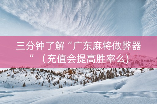 三分钟了解“广东麻将做弊器”（充值会提高胜率么)