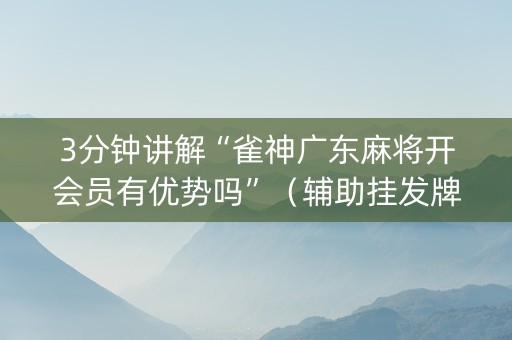 3分钟讲解“雀神广东麻将开会员有优势吗”（辅助挂发牌规律)