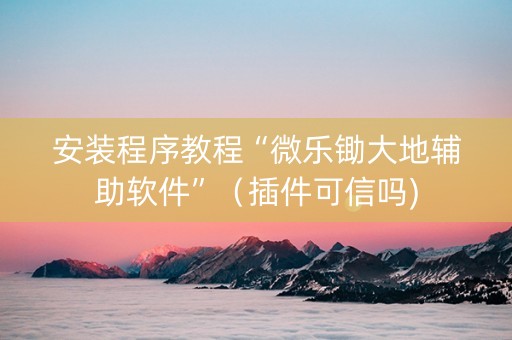 安装程序教程“微乐锄大地辅助软件”（插件可信吗)
