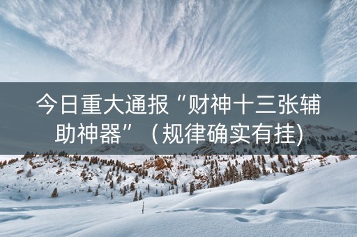 今日重大通报“财神十三张辅助神器”（规律确实有挂)