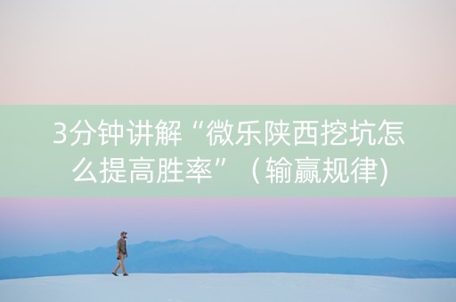 3分钟讲解“微乐陕西挖坑怎么提高胜率”（输赢规律)