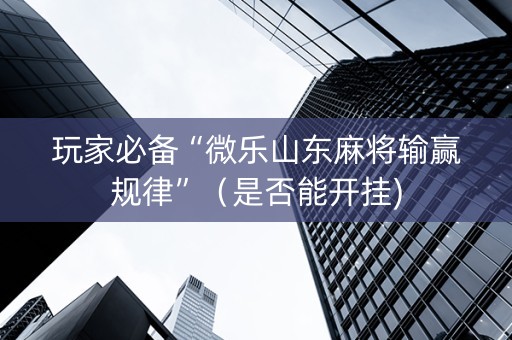 玩家必备“微乐山东麻将输赢规律”（是否能开挂)