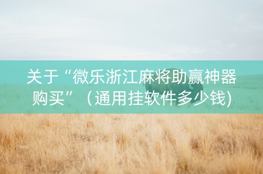 关于“微乐浙江麻将助赢神器购买”（通用挂软件多少钱)