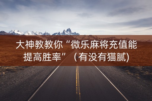 大神教教你“微乐麻将充值能提高胜率”（有没有猫腻)