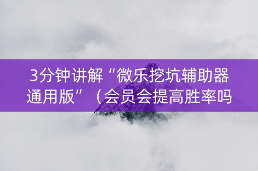 3分钟讲解“微乐挖坑辅助器通用版”（会员会提高胜率吗)