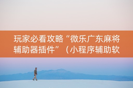 玩家必看攻略“微乐广东麻将辅助器插件”（小程序辅助软件)