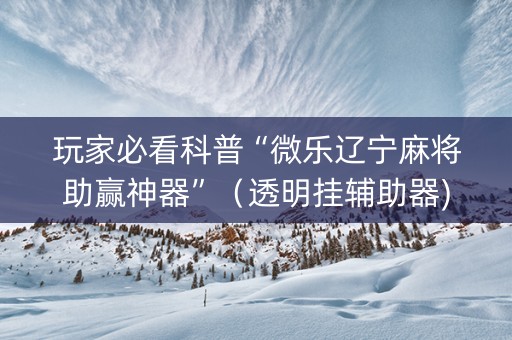 玩家必看科普“微乐辽宁麻将助赢神器”（透明挂辅助器)