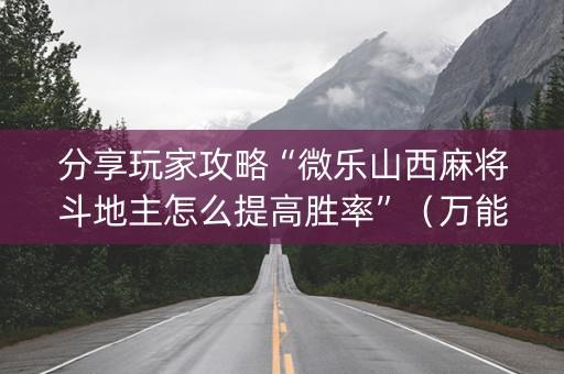 分享玩家攻略“微乐山西麻将斗地主怎么提高胜率”（万能开挂器)