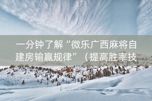 一分钟了解“微乐广西麻将自建房输赢规律”（提高胜率技巧)