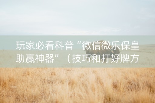 玩家必看科普“微信微乐保皇助赢神器”（技巧和打好牌方法)