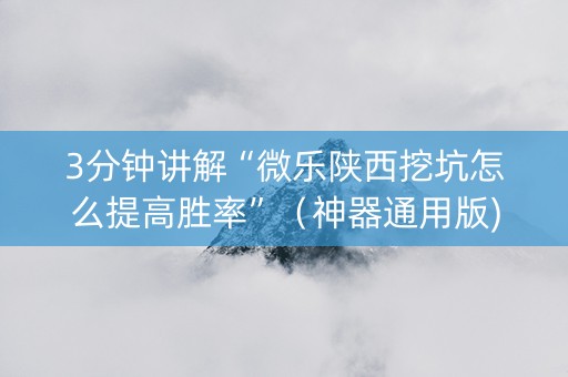 3分钟讲解“微乐陕西挖坑怎么提高胜率”（神器通用版)