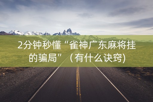 2分钟秒懂“雀神广东麻将挂的骗局”（有什么诀窍)