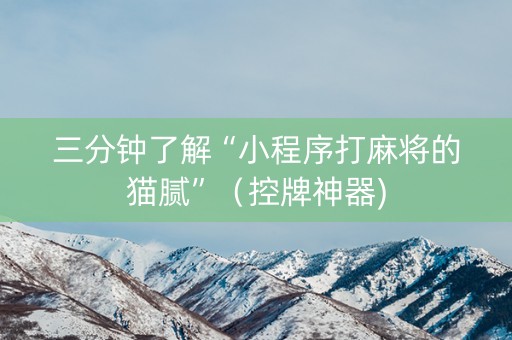 三分钟了解“小程序打麻将的猫腻”（控牌神器)