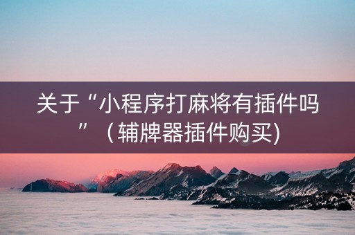 关于“小程序打麻将有插件吗”（辅牌器插件购买)