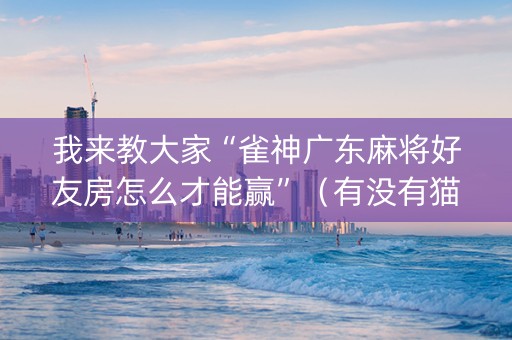 我来教大家“雀神广东麻将好友房怎么才能赢”（有没有猫腻)