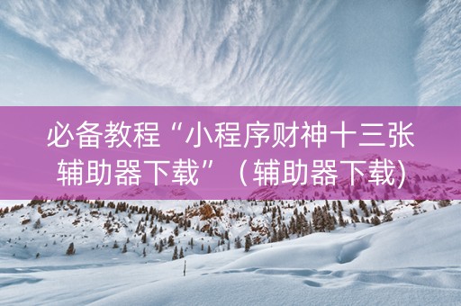 必备教程“小程序财神十三张辅助器下载”（辅助器下载)