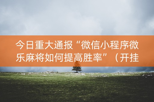 今日重大通报“微信小程序微乐麻将如何提高胜率”（开挂神器下载)