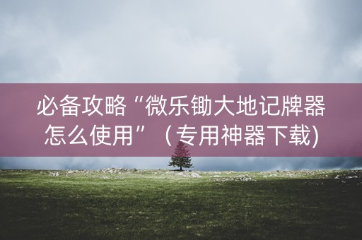 必备攻略“微乐锄大地记牌器怎么使用”（专用神器下载)