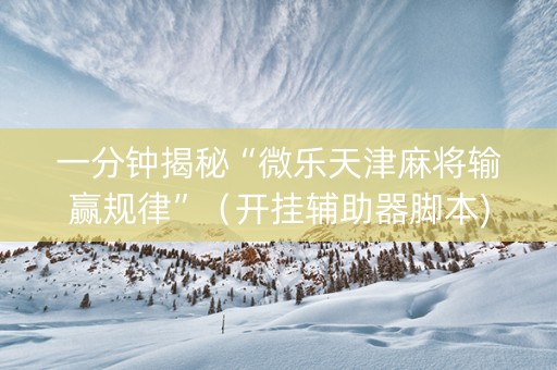 一分钟揭秘“微乐天津麻将输赢规律”（开挂辅助器脚本)