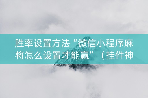 胜率设置方法“微信小程序麻将怎么设置才能赢”（挂件神器)