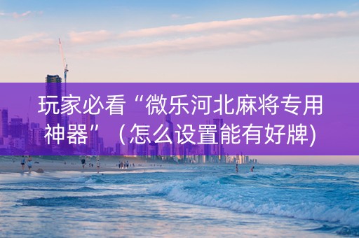 玩家必看“微乐河北麻将专用神器”（怎么设置能有好牌)
