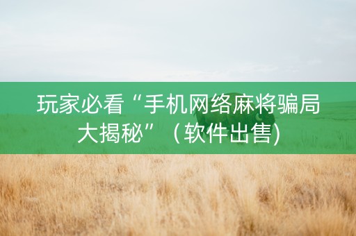 玩家必看“手机网络麻将骗局大揭秘”（软件出售)