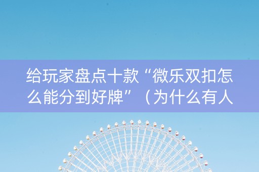 给玩家盘点十款“微乐双扣怎么能分到好牌”（为什么有人一直赢)