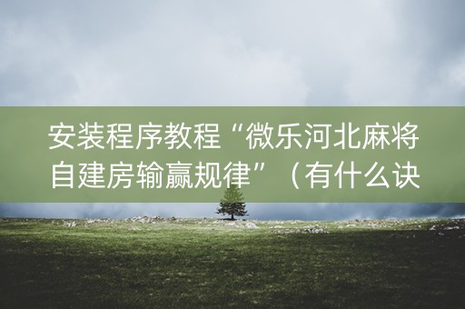 安装程序教程“微乐河北麻将自建房输赢规律”（有什么诀窍)