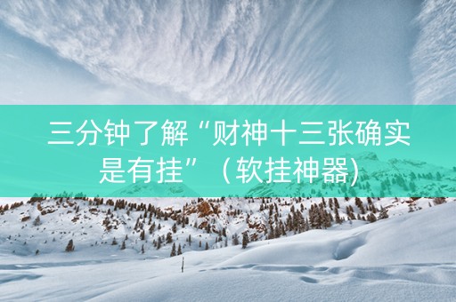 三分钟了解“财神十三张确实是有挂”（软挂神器)