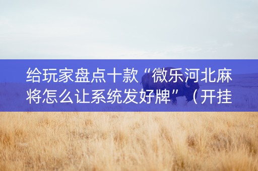 给玩家盘点十款“微乐河北麻将怎么让系统发好牌”（开挂辅助器脚本)