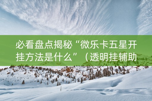必看盘点揭秘“微乐卡五星开挂方法是什么”（透明挂辅助器)