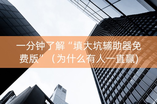 一分钟了解“填大坑辅助器免费版”（为什么有人一直赢)
