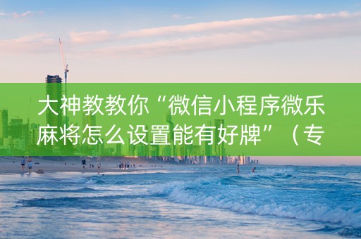 大神教教你“微信小程序微乐麻将怎么设置能有好牌”（专用神器)