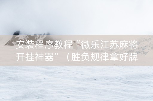安装程序教程“微乐江苏麻将开挂神器”（胜负规律拿好牌)