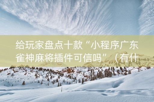 给玩家盘点十款“小程序广东雀神麻将插件可信吗”（有什么诀窍)