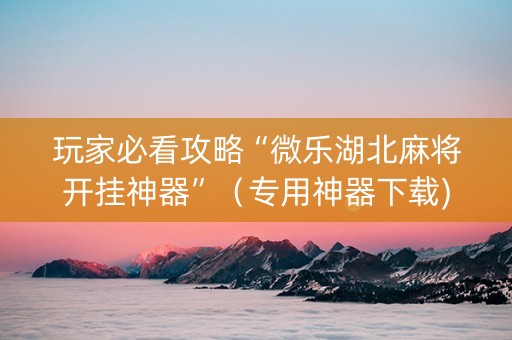 玩家必看攻略“微乐湖北麻将开挂神器”（专用神器下载)