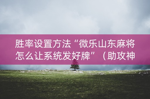胜率设置方法“微乐山东麻将怎么让系统发好牌”（助攻神器)