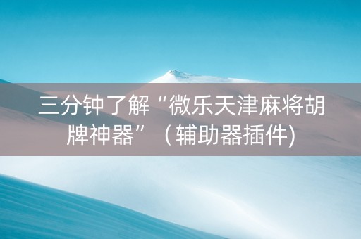三分钟了解“微乐天津麻将胡牌神器”（辅助器插件)