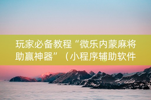 玩家必备教程“微乐内蒙麻将助赢神器”（小程序辅助软件)