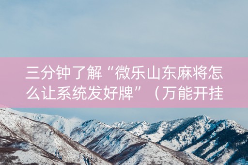 三分钟了解“微乐山东麻将怎么让系统发好牌”（万能开挂器)